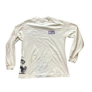 REAL‎ Shirt Adult Medium White Wash When Dry Skateboard Streetwear Comix Mens